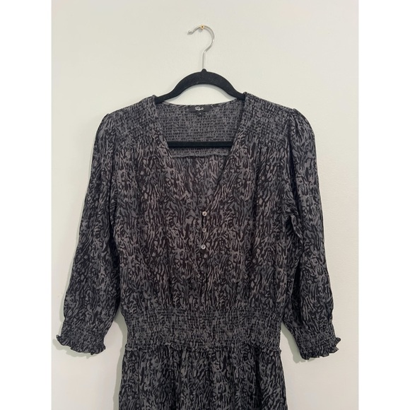 Rails Zana Dress Women’s Large Charcoal Animal Print Mini Smocked - Picture 12 of 14